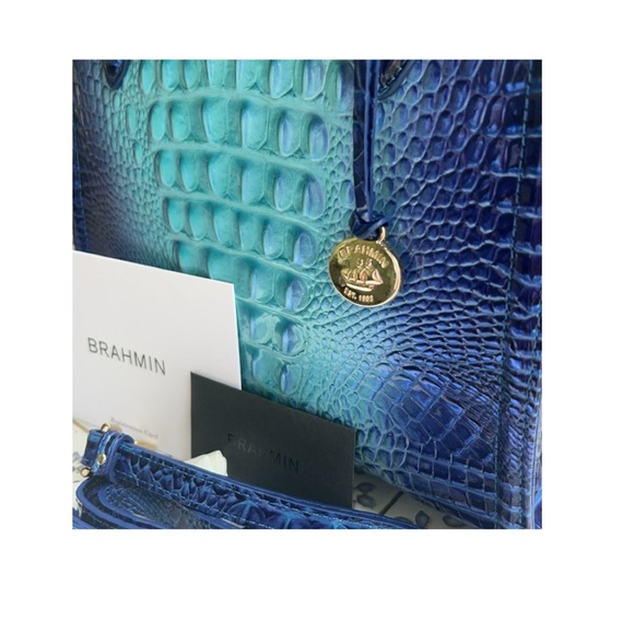 Brahmin Blue Woven Leather Tote - Picture 7 of 16